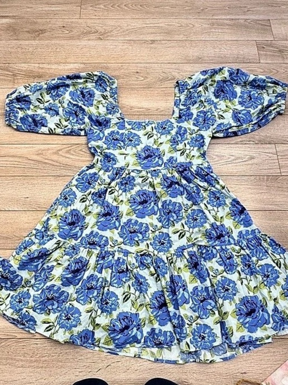 Pink Chicken Melissa Floral Mini Dress in Blue & Green Size Small NWT